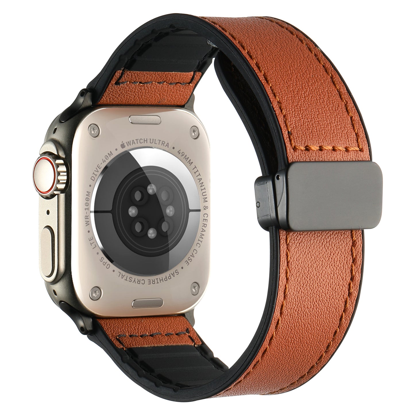Waxed Leather Magnetic Clasp Strap for Apple Watch Band