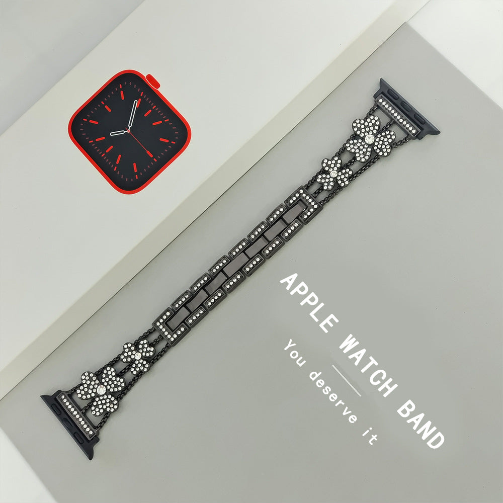 Flower Sparkle Diamond Chain Bracelet for Apple Watch