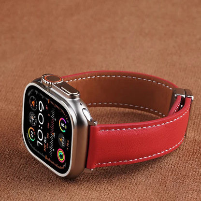 Luxury Leather Magnetic Foldover Buckle Band For Apple Watch