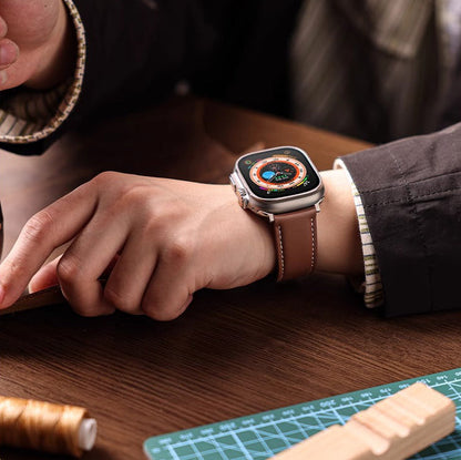 Luxury Leather Magnetic Foldover Buckle Band For Apple Watch