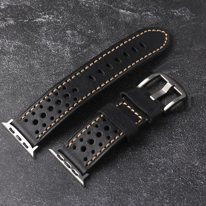 Vintage Racing Leather Band For Apple Watch