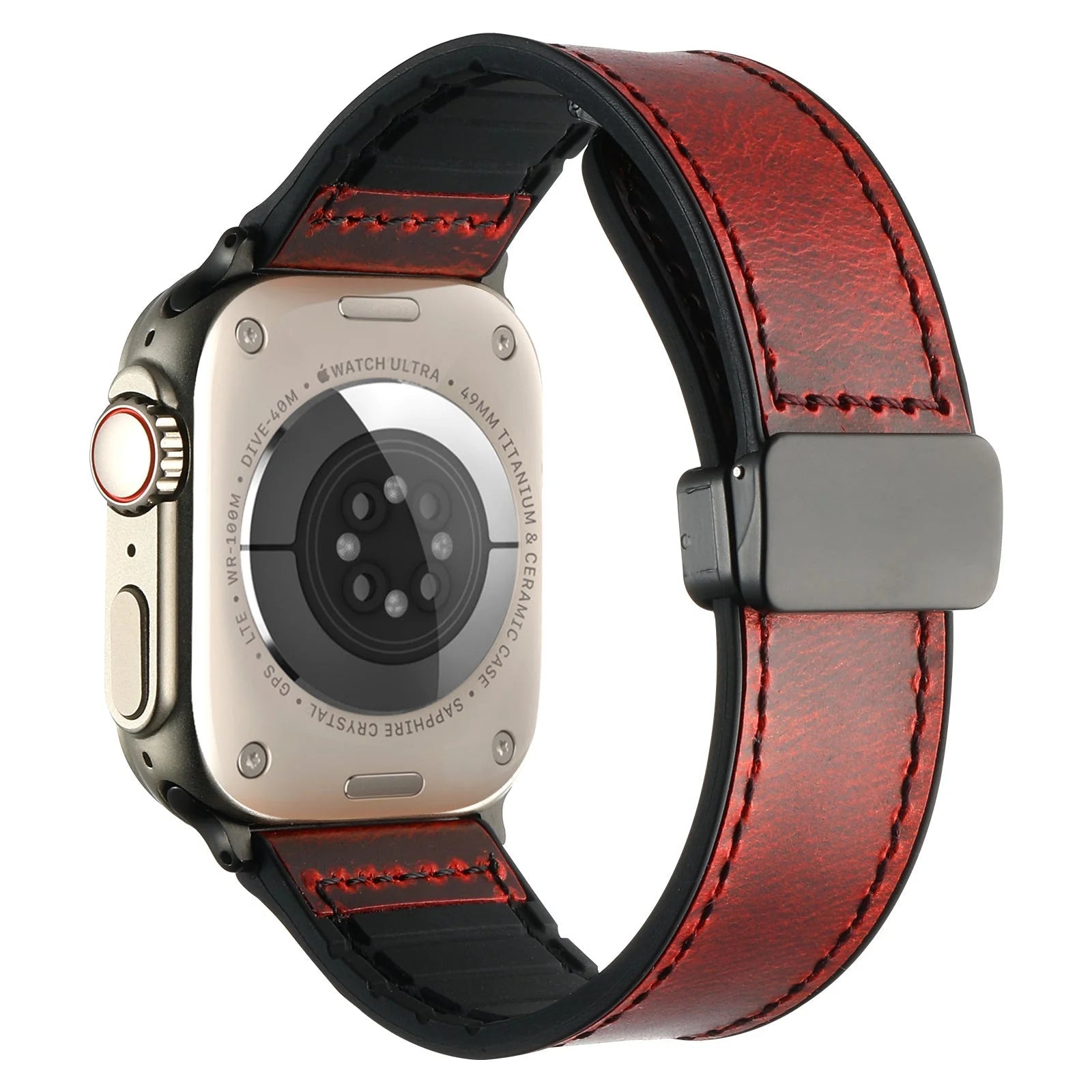 Waxed Leather Magnetic Clasp Strap for Apple Watch Band – Wegke