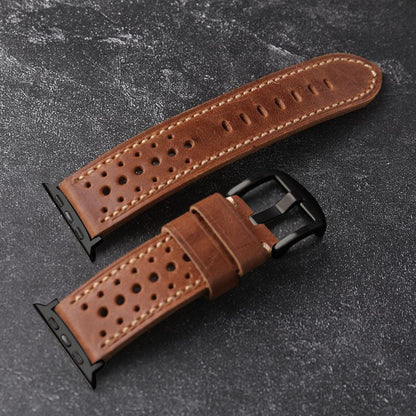 Vintage Racing Leather Band For Apple Watch